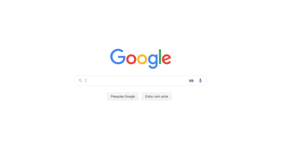 Exemplo de reconhecimento em vez de recordação: página inicial do Google