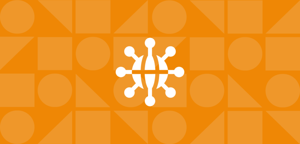 Imagem ilustrativa com fundo laranja e ícone representando o design de futuros.